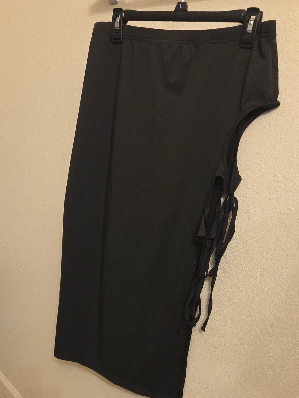 SHEIN Black Asymmetric High-Low Side Tie Skirt